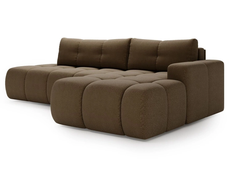 Ecksofa L-Form Rechts mit Schlaffunktion und Bettkasten Montero Braun