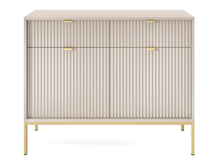 Kommode mit Türen und Schubladen Amber Kaschmir auf goldenen Beinen