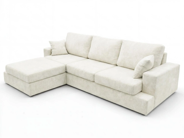 Ecksofa L-Form fürs Wohnzimmer Nesto Links Creme