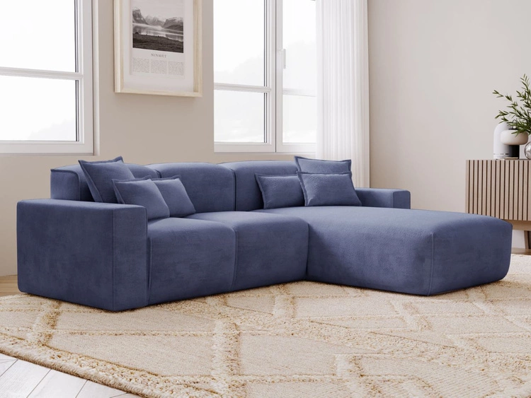 Ecksofa L-Form Rechts Moderne Ecksofa Leni Dunkelblau