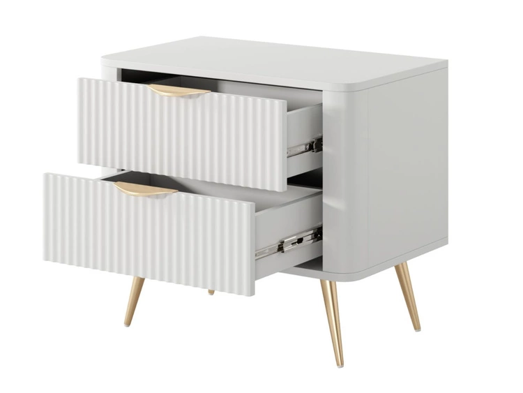 Nachttisch mit zwei Schubladen Latina Weiß