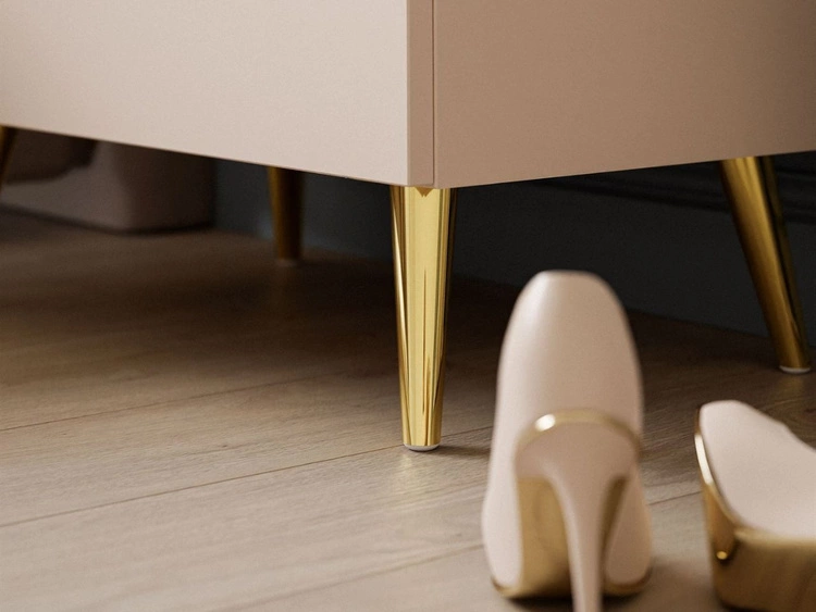 Nachttisch mit zwei Schubladen auf Goldenen Metallbeinen Nuveo Kaschmir