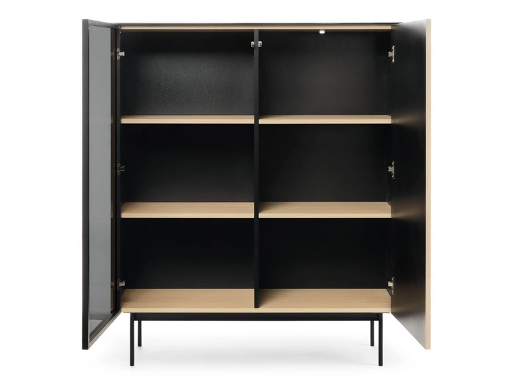 Standvitrine mit einer Glastür, LED-Beleuchtung für das Wohnzimmer Auroé Eiche Vicenza