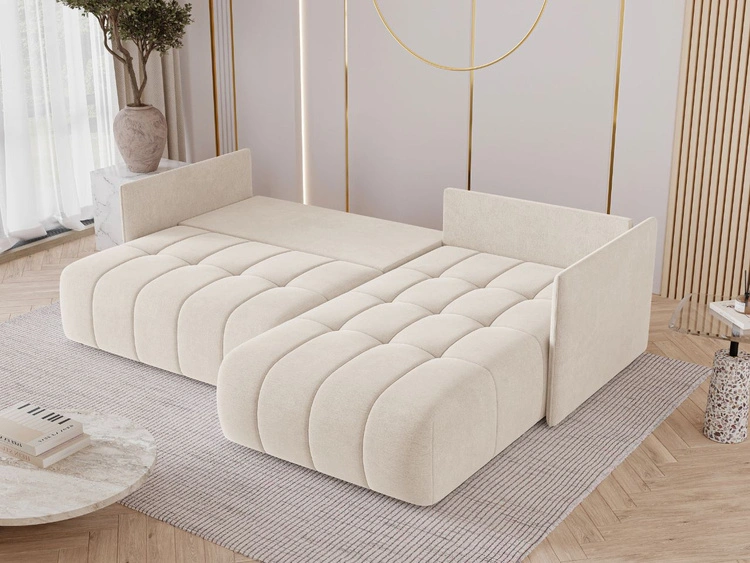 Ecksofa L-Form mit Schlaffunktion und Bettkasten Ardi Creme