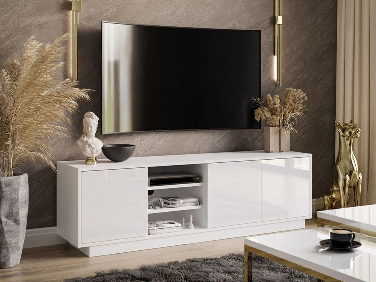 TV-Lowboard mit Türen Vivance Weiß Hochglanz