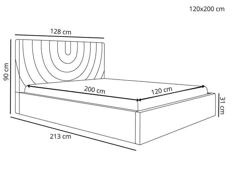 Polsterbett mit Bettkasten und Lattenrost 120x200 Corti Dunkelblau
