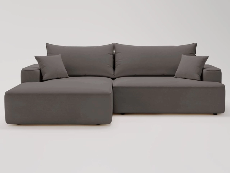 Ecksofa L-Form Links mit Schlaffunktion und Bettkasten California Dunkelgrau