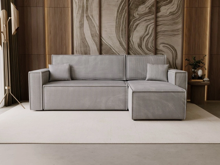 Modernes Ecksofa mit Schlaffunktion und Stauraum Prato L Grau