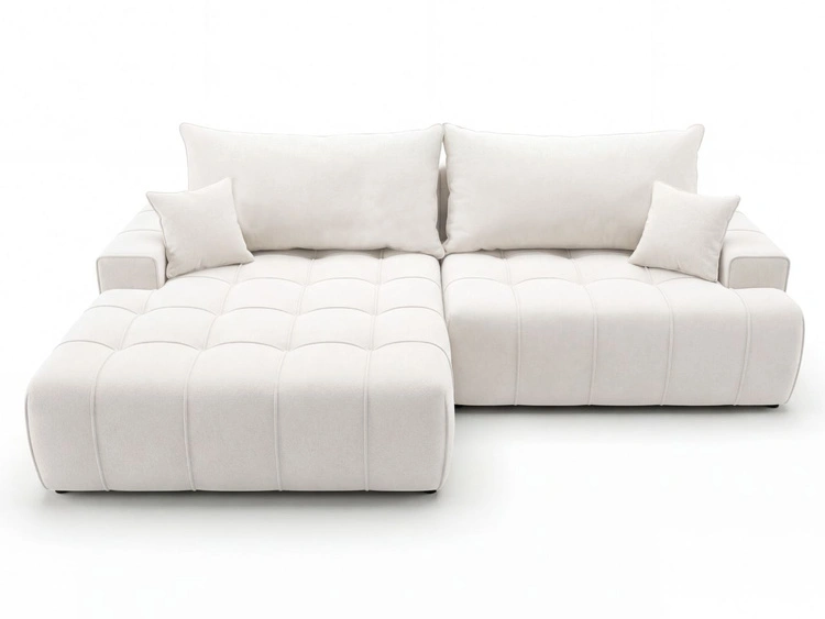 Ecksofa L-Form mit Schlaffunktion und Bettkasten Tulio Links Creme