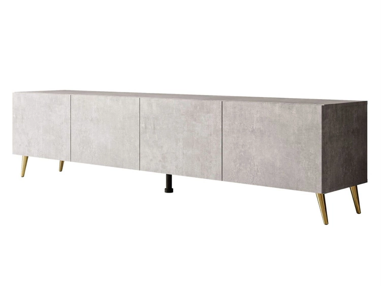 TV-Lowboard mit Türen auf Goldenen Metallbeinen 200 cm Nodoo Beton
