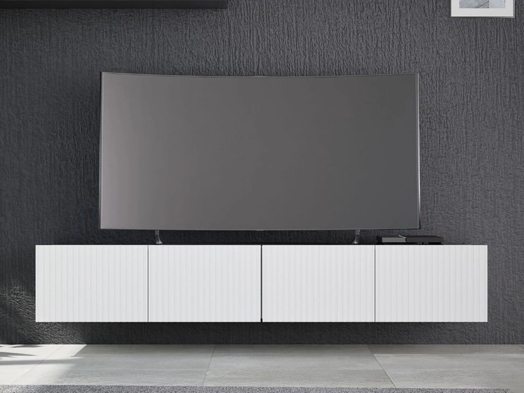 Set mit zwei TV-Lowboard mit Türen 100 cm Kioto Weiß matt