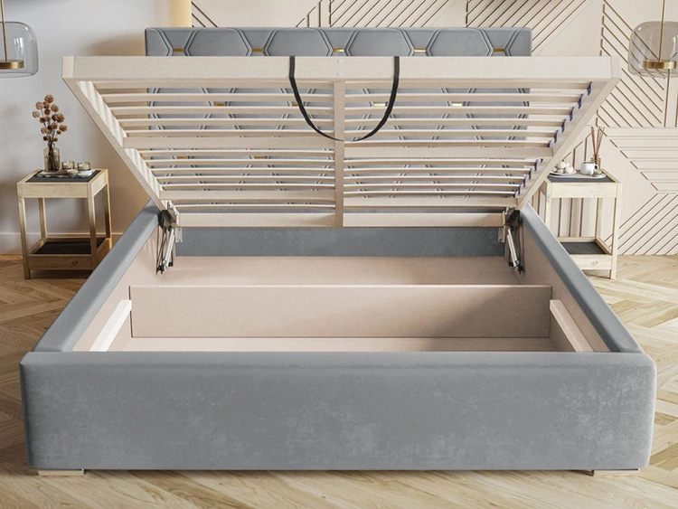 Polsterbett mit Bettkasten und Lattenrost 160x200 Tasso Dunkelblau