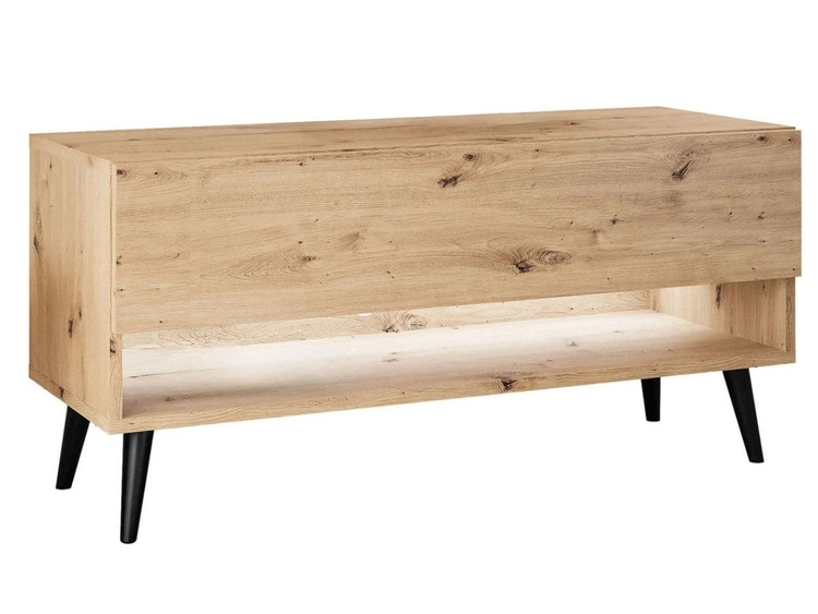 TV-Schrank 90 cm mit LED-Beleuchtung und schwarzen Beinen Aurelie Artisan Eiche