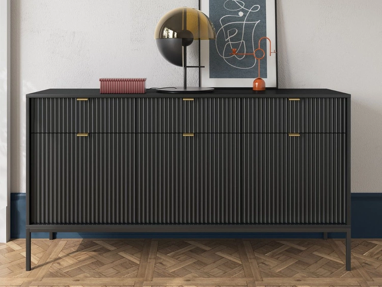 Wohnzimmerset Amber Schwarz