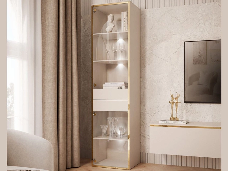 Stehende Glasvitrine im Glamour-Stil mit LED-Beleuchtung Evare Kaschmir