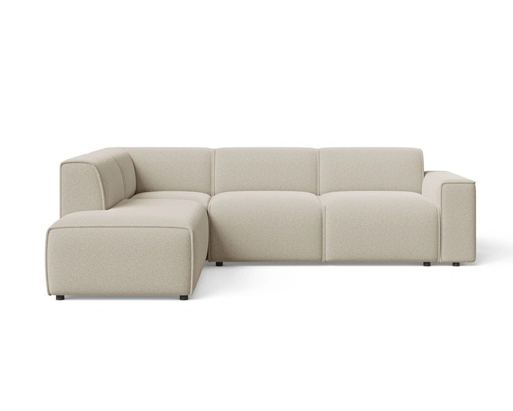 Ecksofa L-Form Links Eluno Bouclé-Stoff Beige