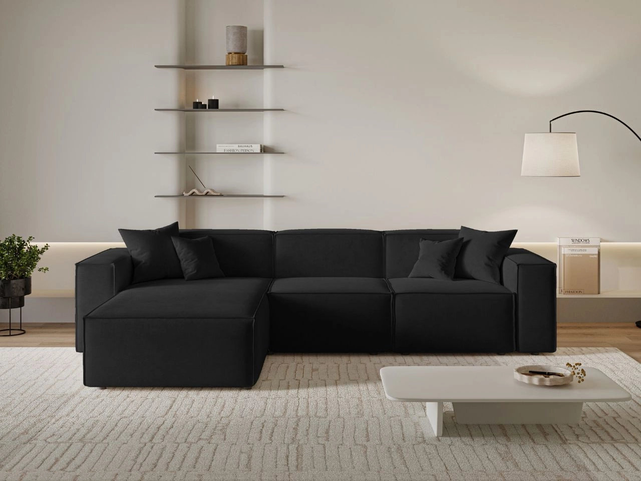 Ecksofa L-Form Links Arizona Schwarz