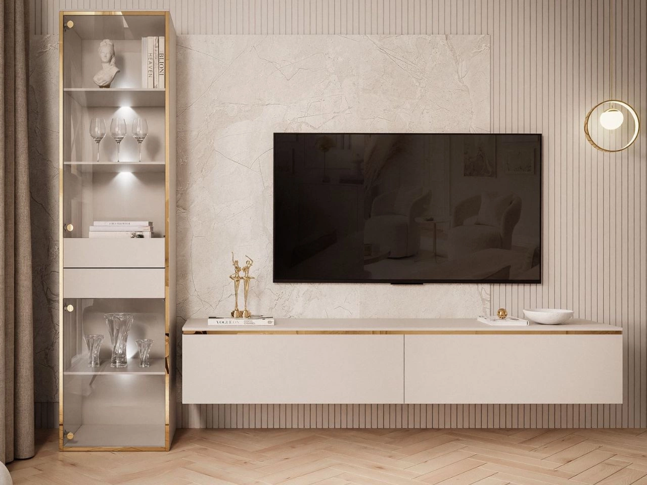 Wohnzimmer-Set mit LED-Beleuchtung im Glamour-Stil Evare Kaschmir