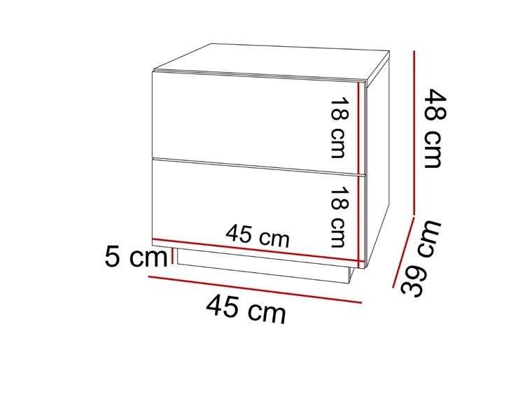 Nachttisch mit zwei Schubladen Nuveo Lux Weiß Hochglanz