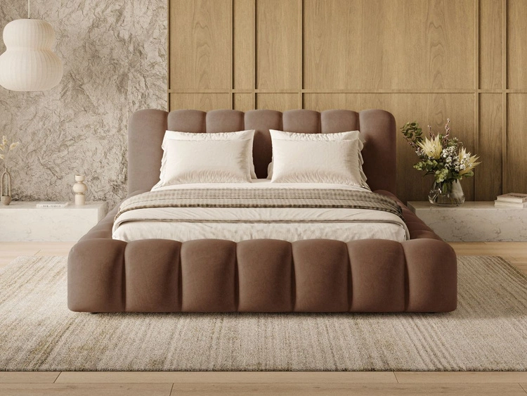 Polsterbett mit Bettkasten und Lattenrost 140x200 Averia Braun