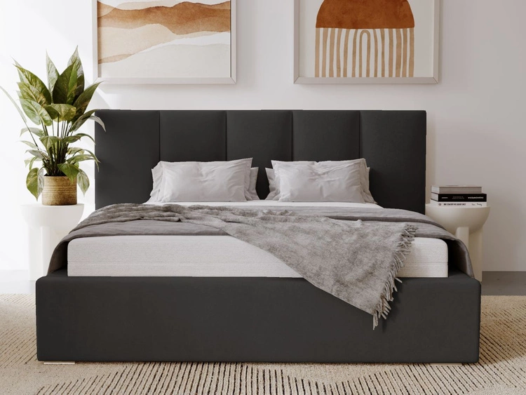 Polsterbett mit Bettkasten und Lattenrost 120x200 Lizbona Schwarz