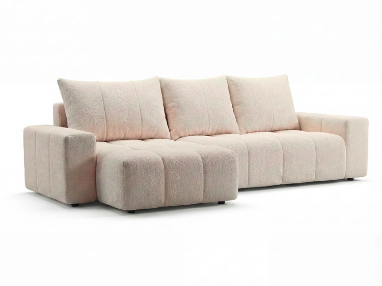 Ecksofa L-Form mit Schlaffunktion und Bettkasten Bresso Beige