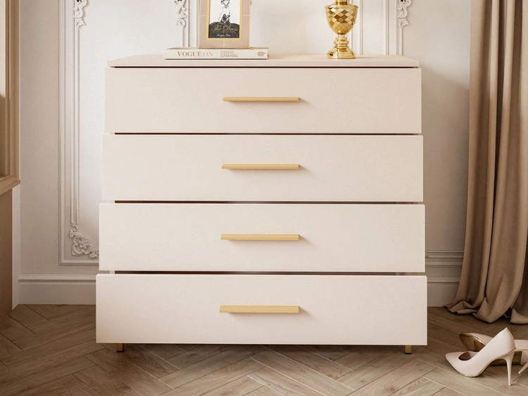 Kommode mit Schubladen und LED-Beleuchtung auf Goldenen Metallbeinen Nuveo Kaschmir