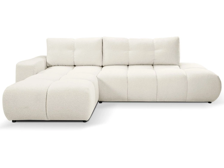 Ecksofa L-Form Links mit Schlaffunktion und Bettkasten Sile L Creme