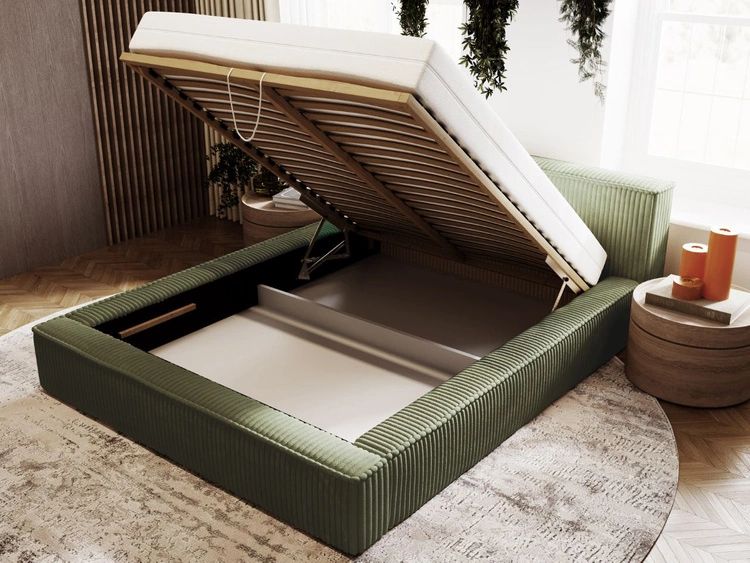 Polsterbett mit Bettkasten und Lattenrost 140x200 Lago Grün