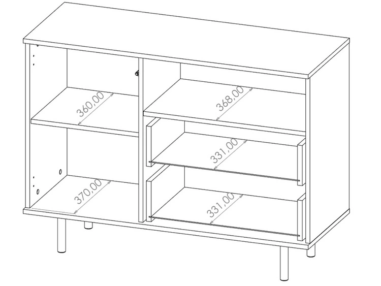 Kommode mit Türe und Schubladen Ankara Schwarz Matt