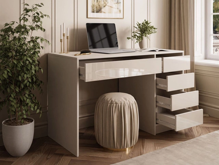 Schreibtisch mit fünf Schubladen Melo Kaschmir Hochglanz