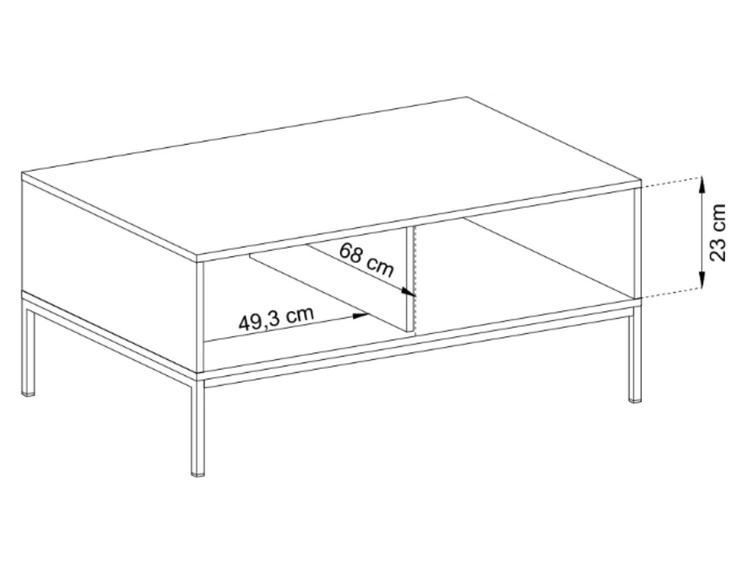 Couchtisch mit Stauraum und Golden Metallbeine Amor Marineblau