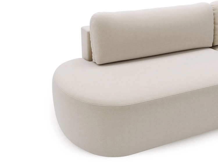 Ecksofa L-Form Rechts mit Schlaffunktion und Bettkasten Aurio O Creme