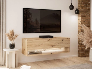 Hänge TV-Schrank 90 cm für Wohnzimmer mit LED-Beleuchtung Aurelie Artisan Eiche