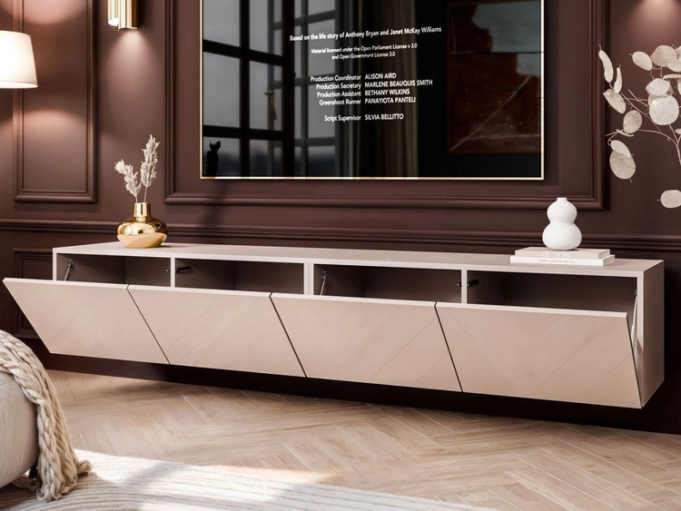 Hängeschrank mit Türen und LED-Beleuchtung 200 cm Nodoo Kaschmir