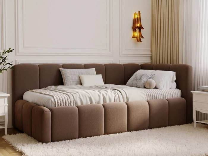 Jugendbett Einzelbett mit Bettkasten und Lattenrost 90x200 Cloud One Braun