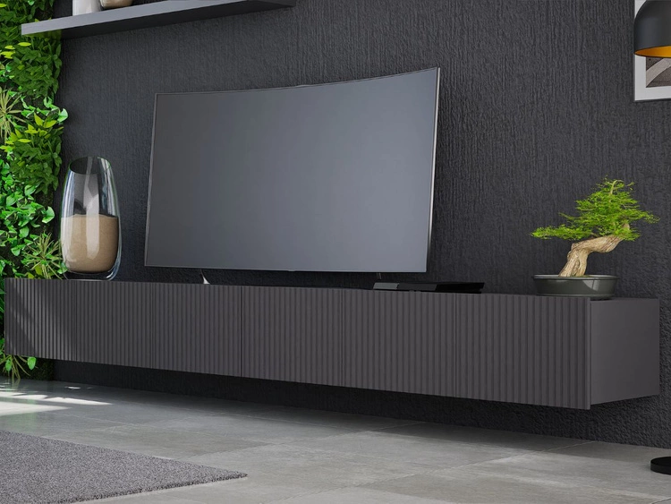 Set mit zwei TV-Lowboard mit Türen 150 cm Kioto Schwarz matt