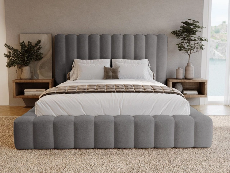 Polsterbett mit Bettkasten und Lattenrost 140x200 Rotto Grau