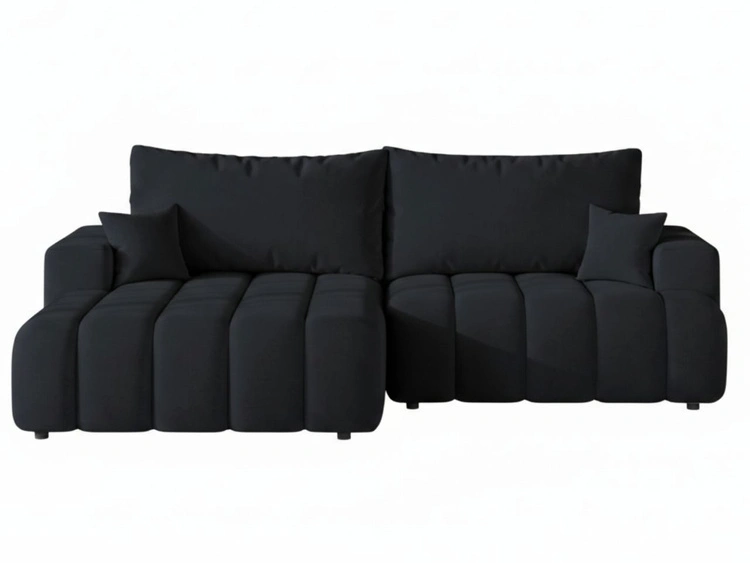 Ecksofa L-Form Links mit Schlaffunktion und Bettkasten Caleo Schwarz