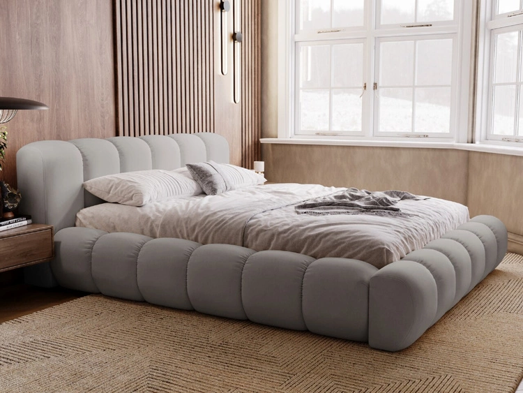 Polsterbett mit Bettkasten und Lattenrost 140x200 Doria Hellgrau