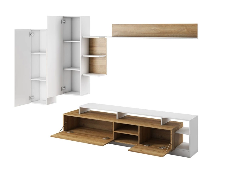 Stilvoll Wohnzimmer-Set Alvano Braun, Weiß