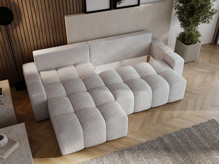 Ecksofa L-Form mit Schlaffunktion und Bettkasten Bresso Grau