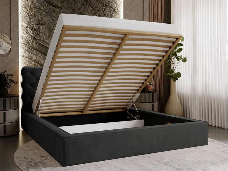 Polsterbett mit Bettkasten und Lattenrost 120x200 Apollo Schwarz