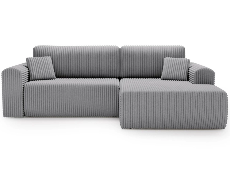 Ecksofa mit Schlaffunktion und Bettkasten Belvio rechts Hellgrau