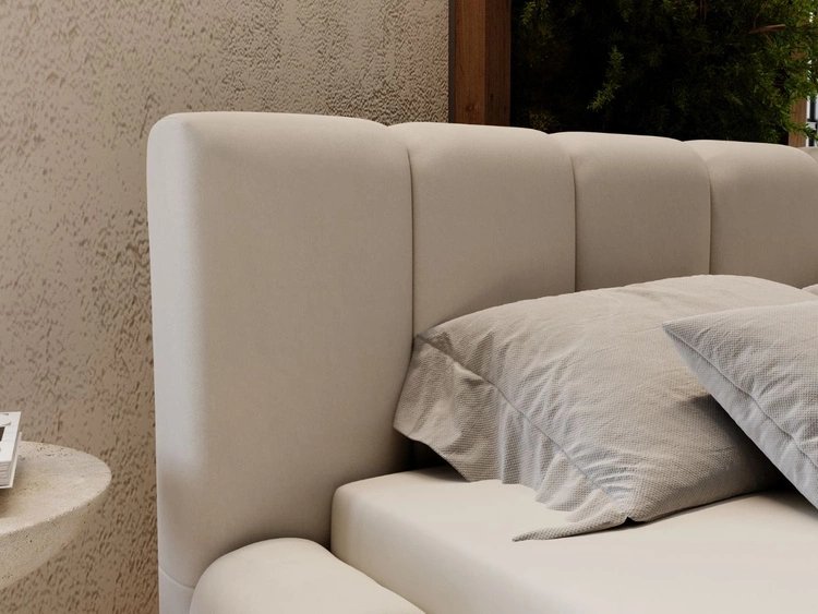 Polsterbett mit Bettkasten und Lattenrost 140x200 Split Hellgrau