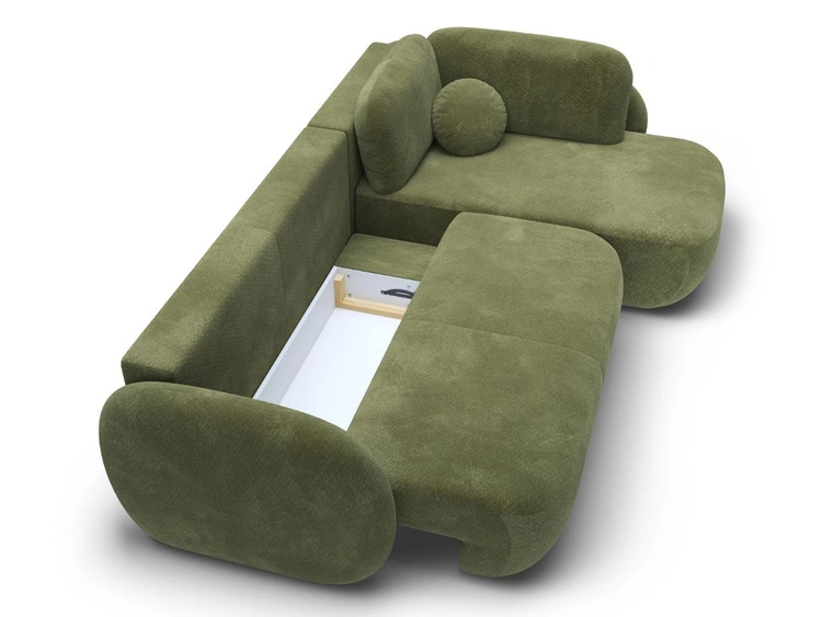 Ecksofa mit Schlaffunktion und Bettkasten Rechts Carino Grün