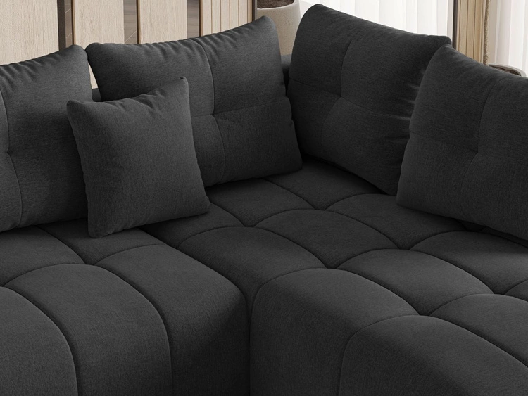 Ecksofa L-Form mit Schlaffunktion und Bettkasten Genoa Anthrazit