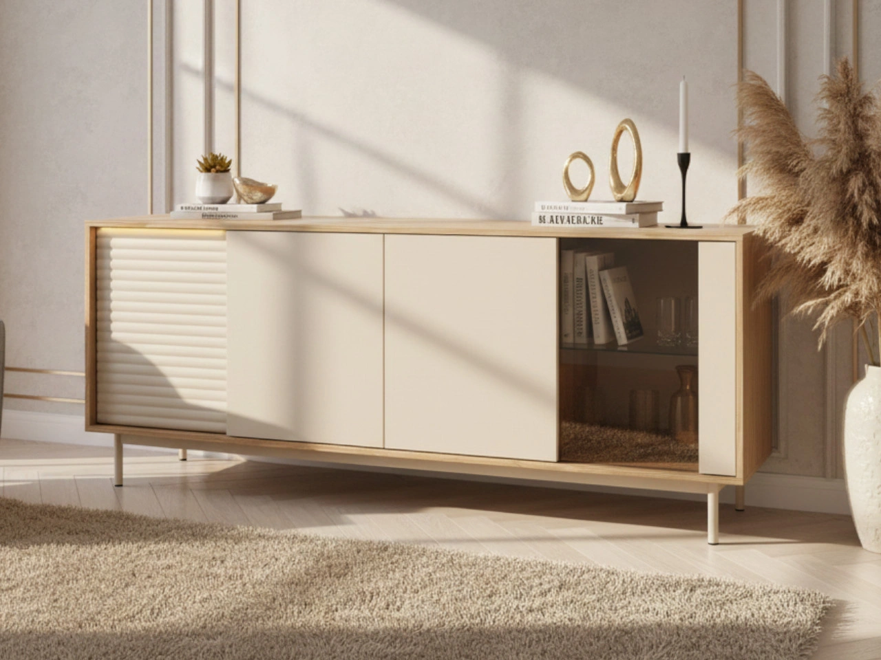 Kommode mit Türen Rapallo Kaschmir, Eiche geölt