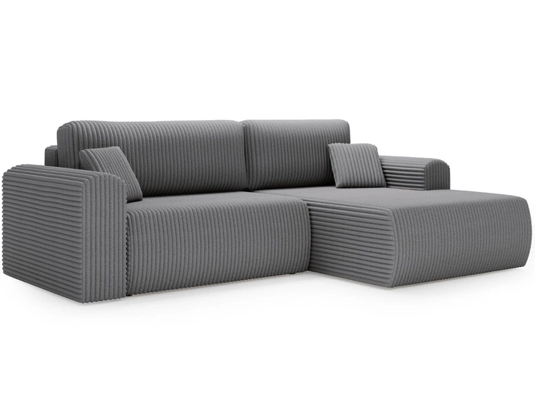 Ecksofa mit Schlaffunktion und Bettkasten Belvio rechts Dunkelgrau