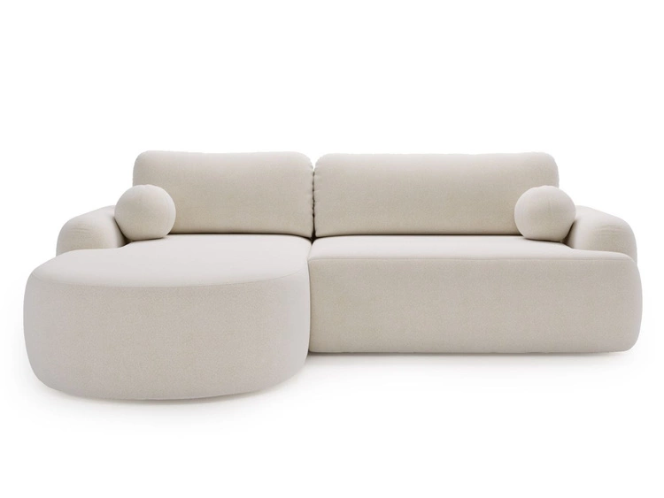 Ecksofa L-Form Links mit Schlaffunktion und Bettkasten Aurio Weiß